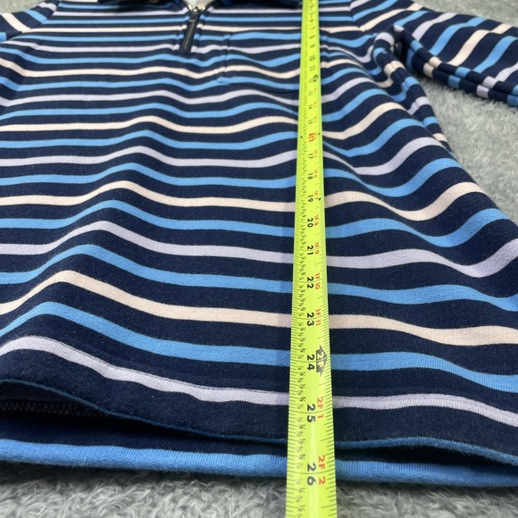 Lands' End Serious Sweats Women's Small 1/4 Zip Sweater Blue Striped Cotton - Picture 7 of 9